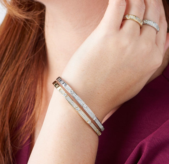 Brilliante Choice of Plating Simulated Diamond Station Bangle Bracelet