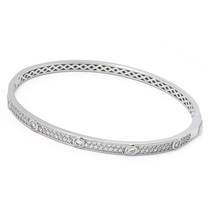 Brilliante Choice of Plating Simulated Diamond Station Bangle Bracelet