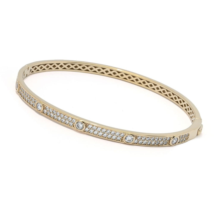 Brilliante Choice of Plating Simulated Diamond Station Bangle Bracelet
