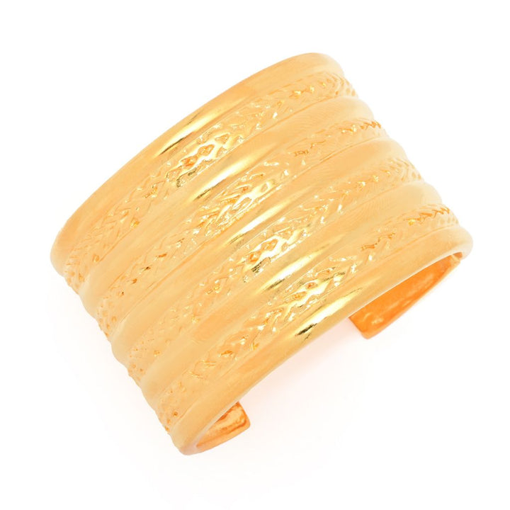 Kenneth Jay Lane 18K Gold Plated 9-Row Textured Hinged Cuff Bracelet