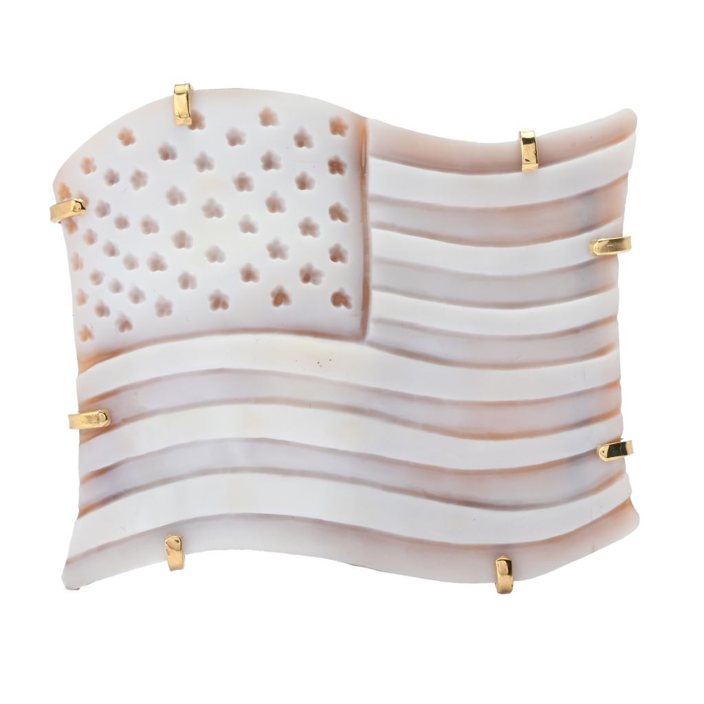 Cameo Italiano "Elysse" American Flag Shell Cameo Brooch/Pendant