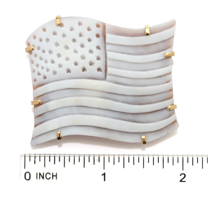 Cameo Italiano "Elysse" American Flag Shell Cameo Brooch/Pendant