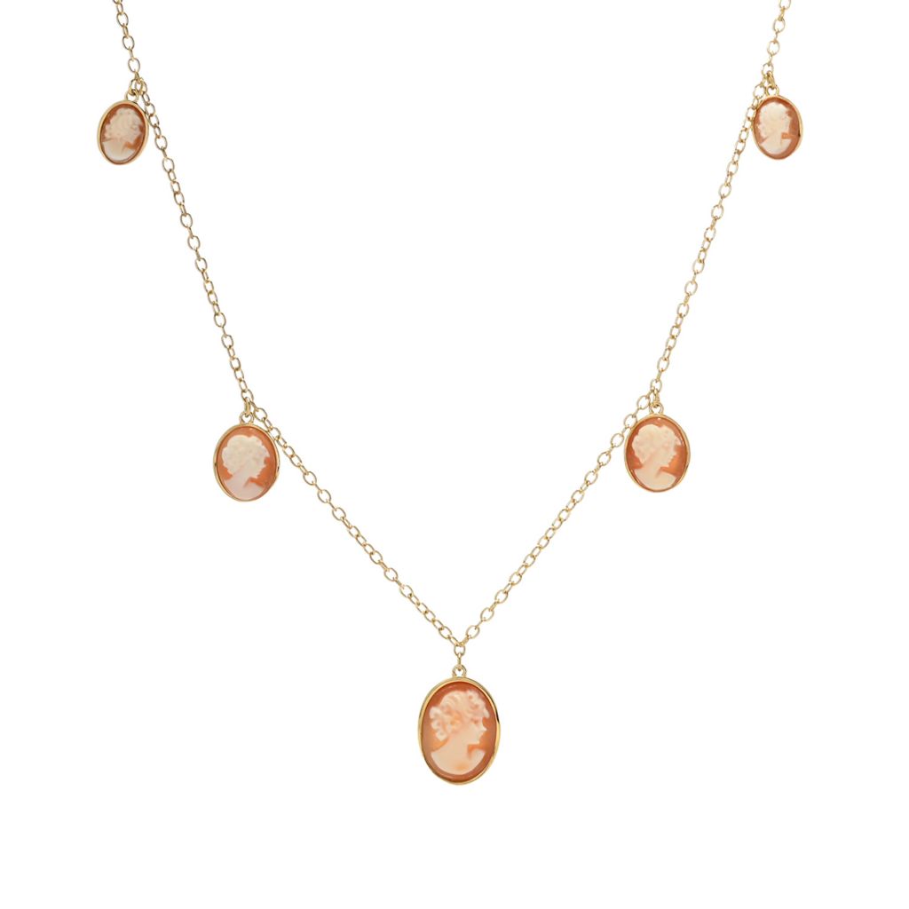 Cameo Italiano "Colibri" Shell Cameo Graduated Portrait Charm Necklace