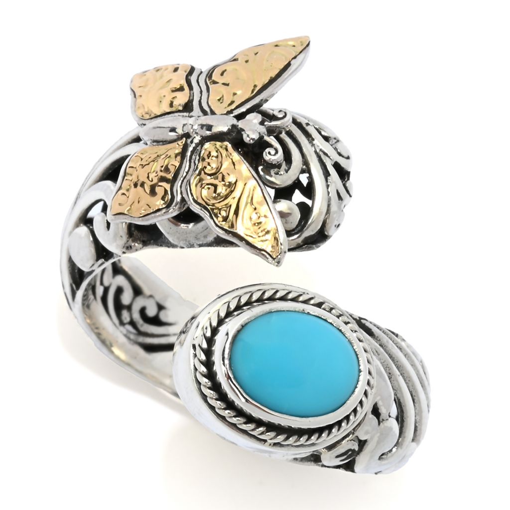 Artisan Silver by Samuel B. 8x6mm Sleeping Beauty Turquoise Butterfly Ring