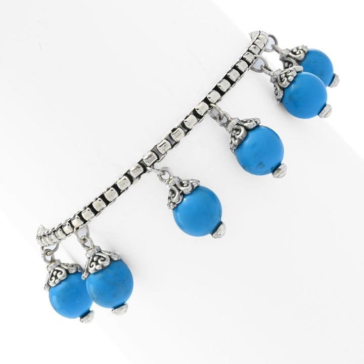Artisan Silver by Samuel B. 18K Gold Accented Turquoise Bead Charm Bracelet