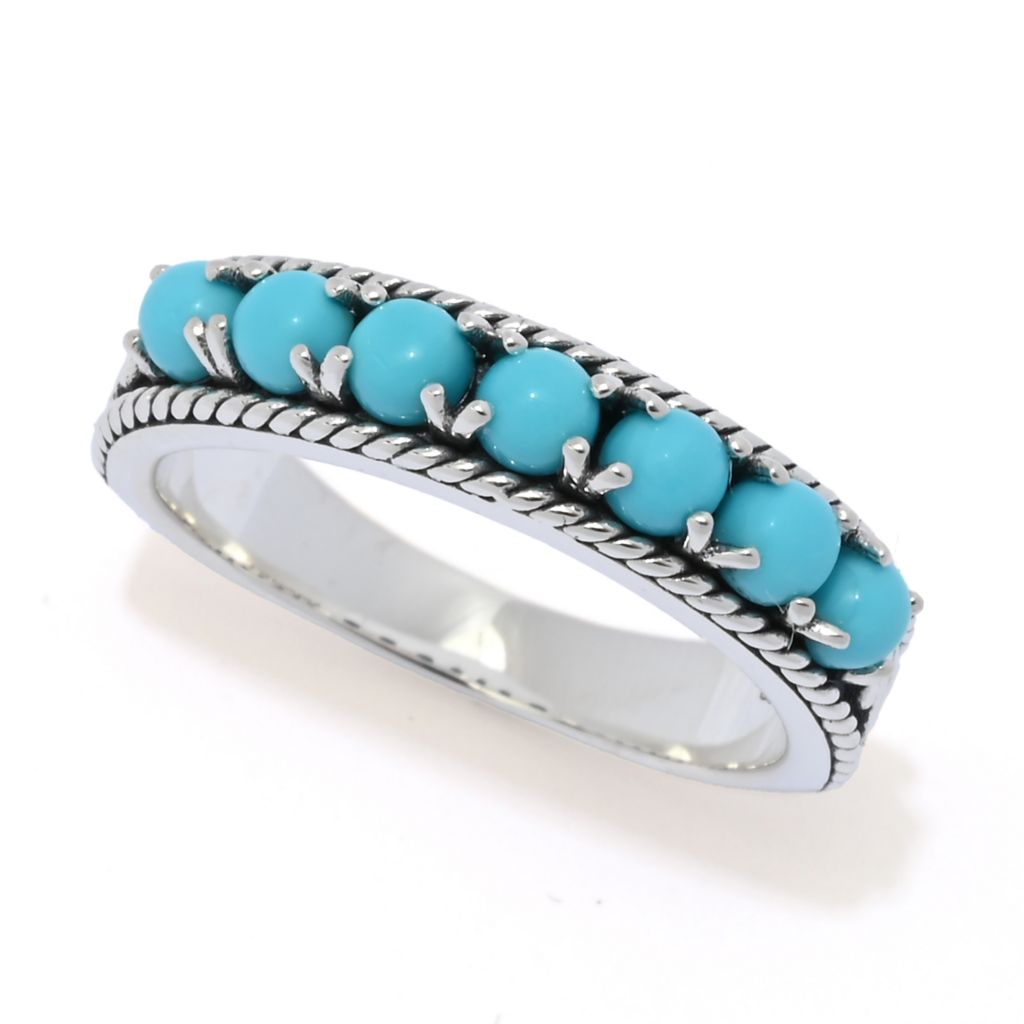 Artisan Silver by Samuel B. Sleeping Beauty Turquoise 7-Stone Band Ring