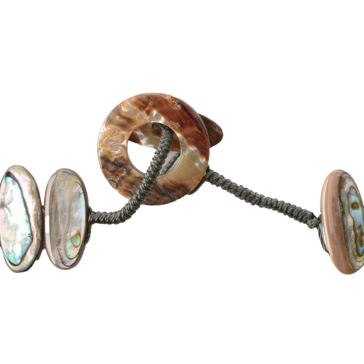 Far East Jewelry Hand Strung Graduated Abalone Strip Toggle Clasp Necklace
