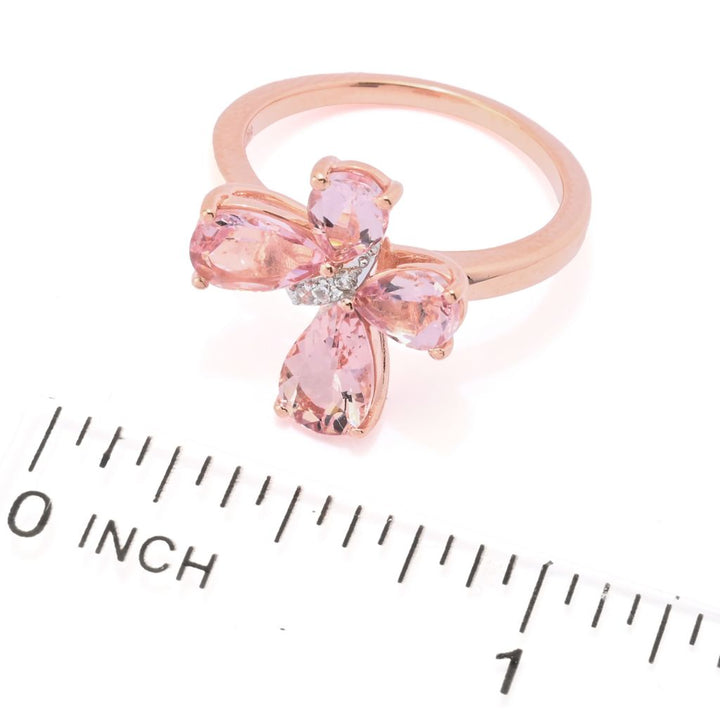 Gem Treasures 1.98ctw Pink Morganite & Zircon Butterfly Ring