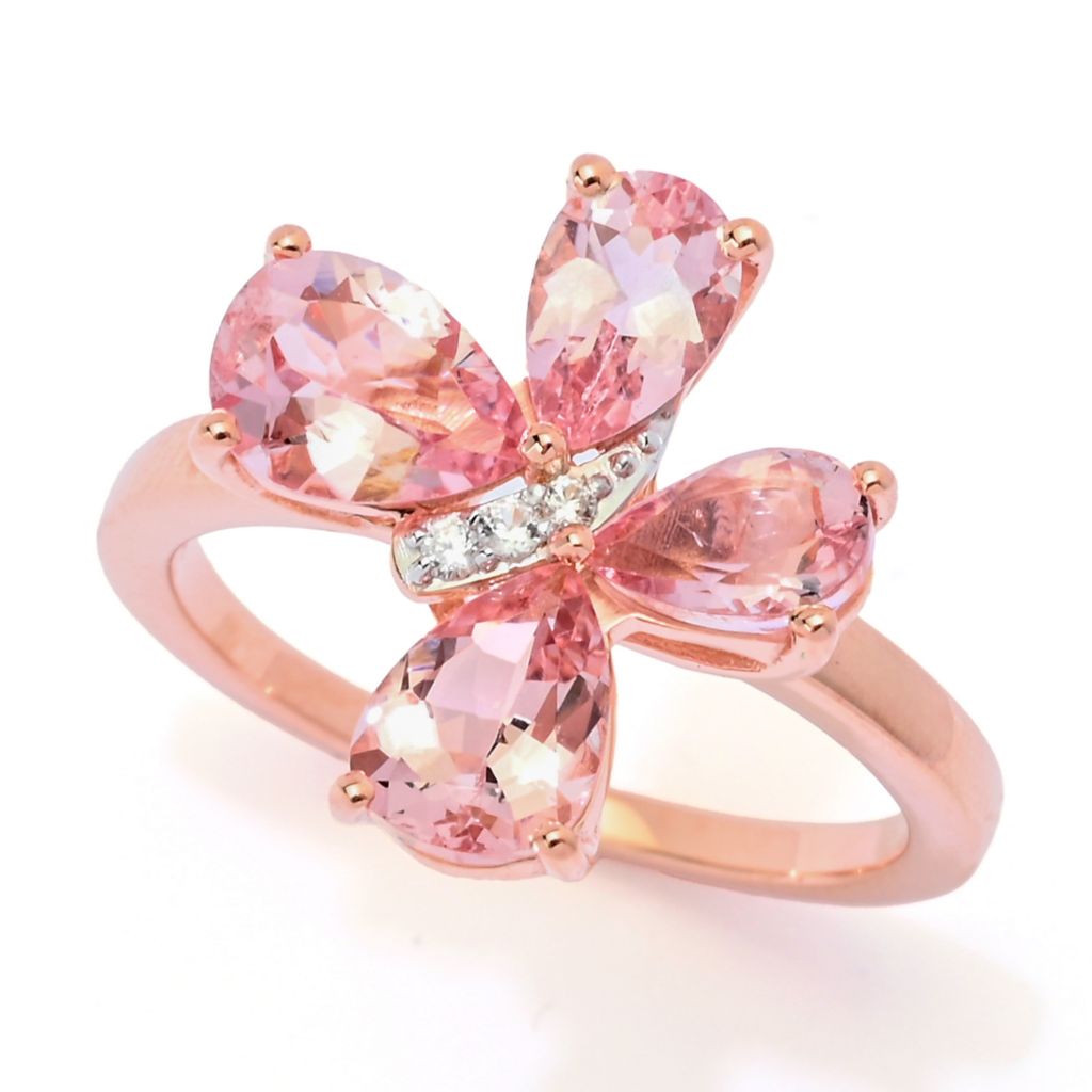 Gem Treasures 1.98ctw Pink Morganite & Zircon Butterfly Ring