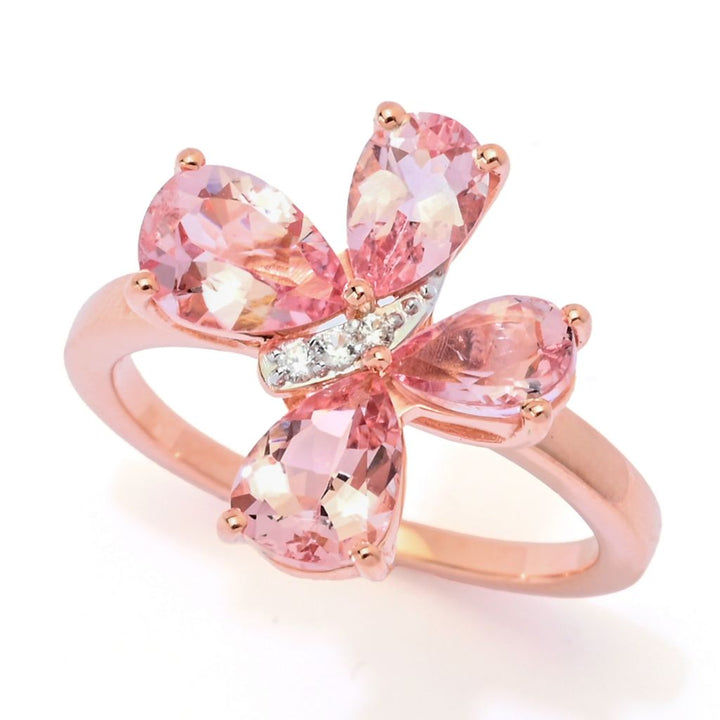 Gem Treasures 1.98ctw Pink Morganite & Zircon Butterfly Ring