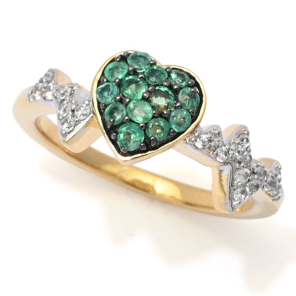 Gem Treasures Choice of Precious Gemstone & Zircon Heartbeat Ring
