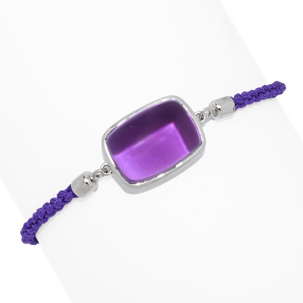 MUSE Platinum Plated Choice of 18x13mm Gemstone Cord Bolo Bracelet