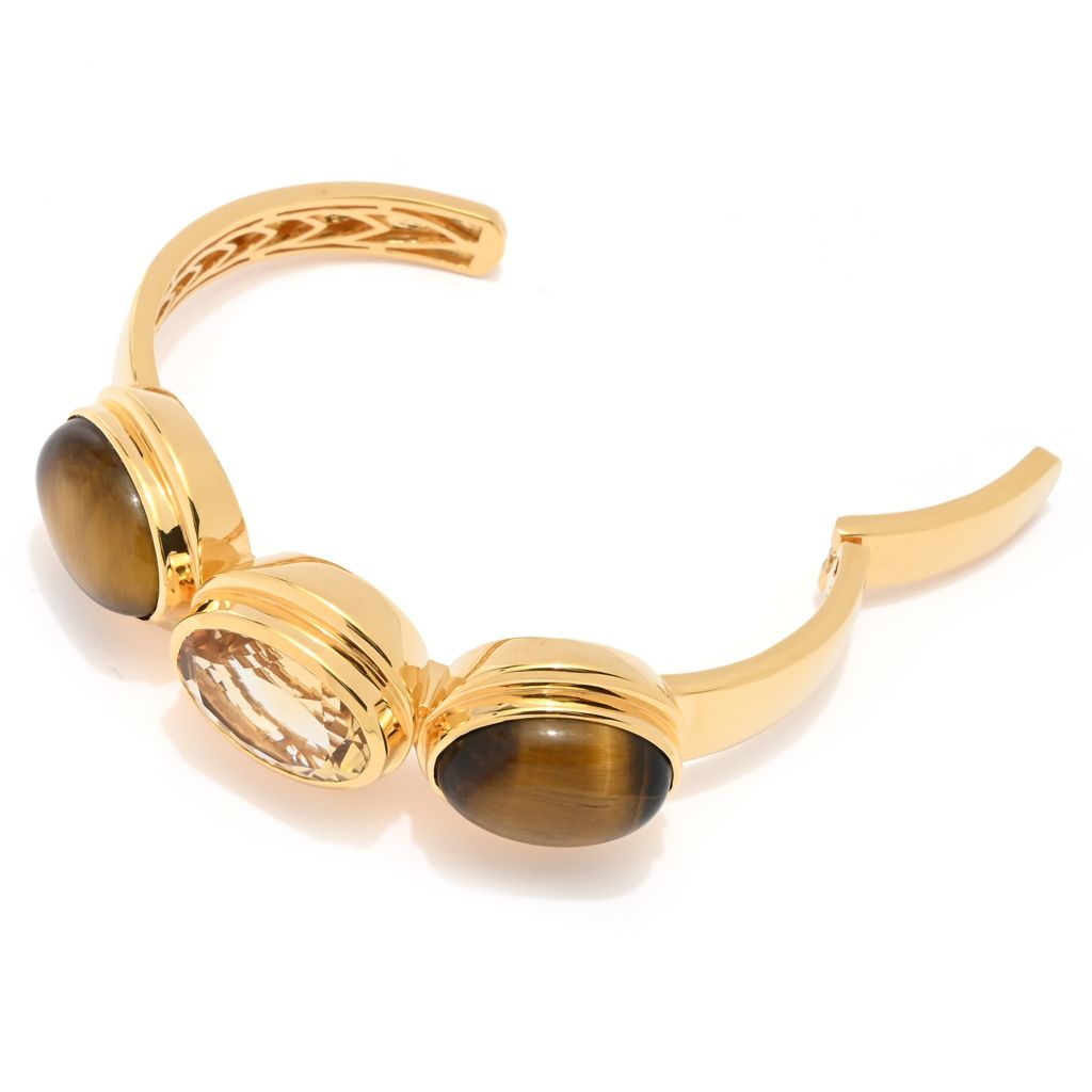 MUSE 18K Gold Plated Choice of 18x13mm Faceted & Opaque Gemstone Bracelet