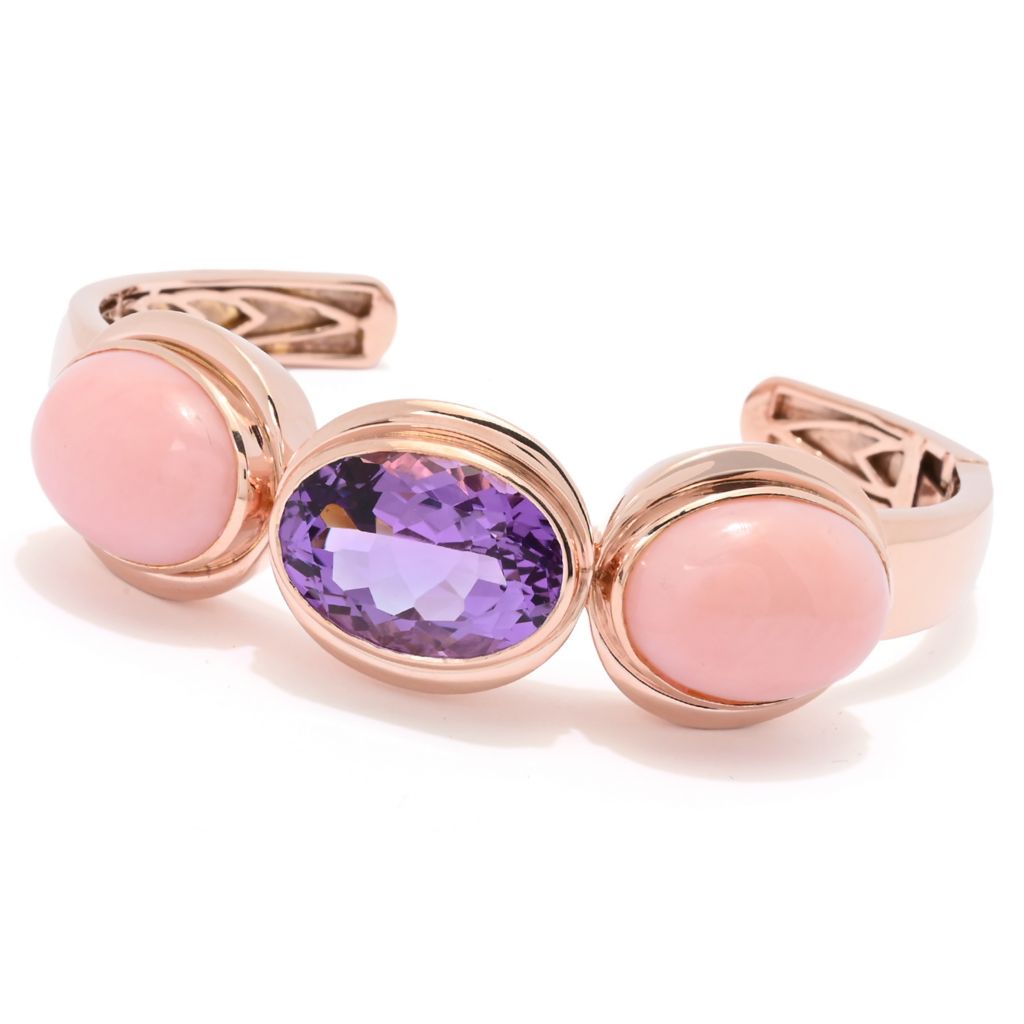 MUSE 18K Gold Plated Choice of 18x13mm Faceted & Opaque Gemstone Bracelet