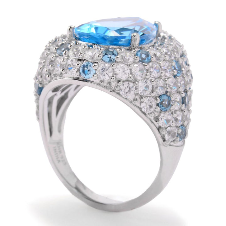 MUSE Sterling Silver 8.61ctw Blue Topaz & White Zircon Pave Ring