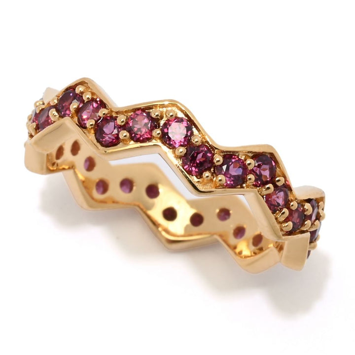 MUSE 18K Gold Plated Polished Choice of Gemstone Chevron Stack Band Ring