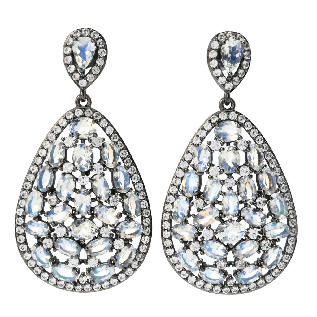 MUSE Sterling Silver 11.02ctw Rainbow Moonstone & Zircon Earrings