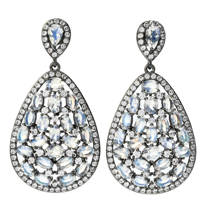 MUSE Sterling Silver 11.02ctw Rainbow Moonstone & Zircon Earrings