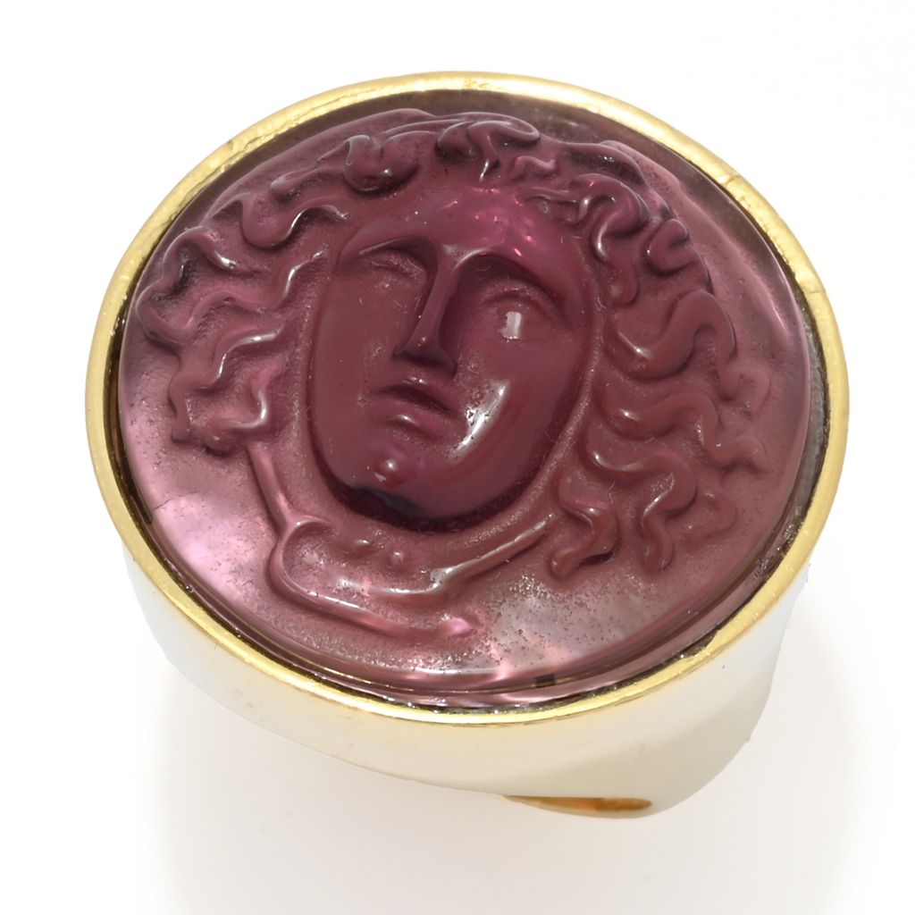 Tagliamonte 18K Gold Plated 24x8.5mm Medusa Venetian Glass Cameo Ring