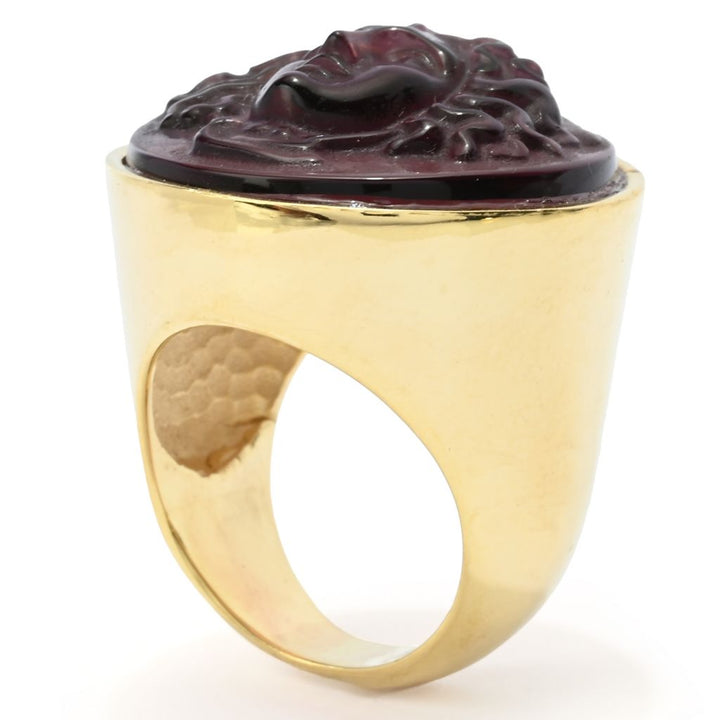 Tagliamonte 18K Gold Plated 24x8.5mm Medusa Venetian Glass Cameo Ring