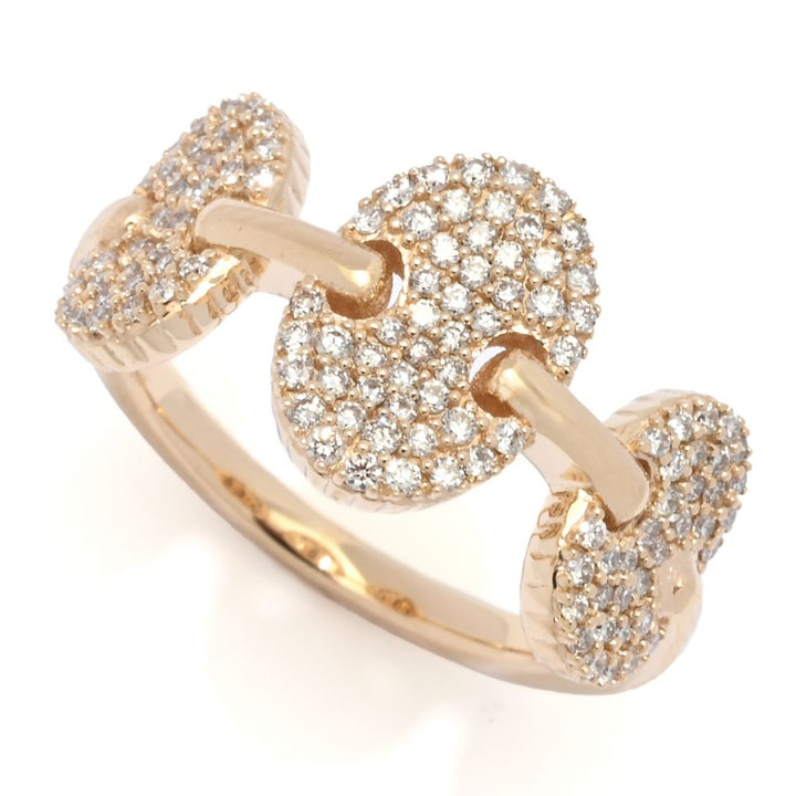 Morris & David 14K Gold 0.50ctw Pave Diamond 3-Station Link Ring