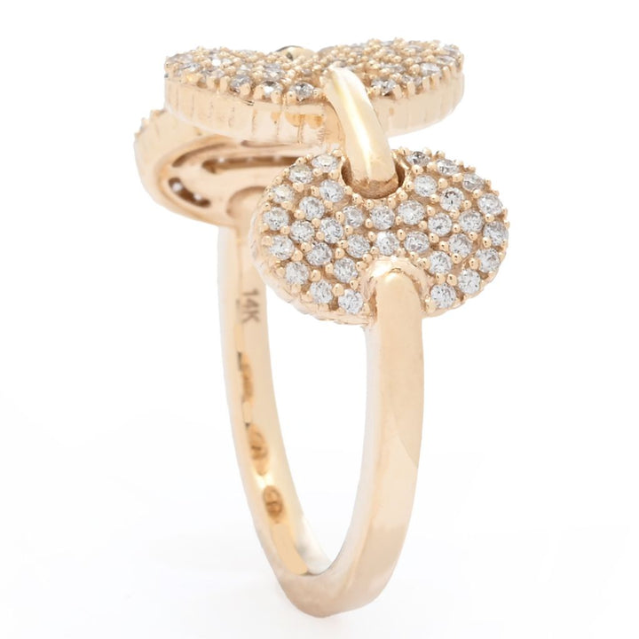 Morris & David 14K Gold 0.50ctw Pave Diamond 3-Station Link Ring