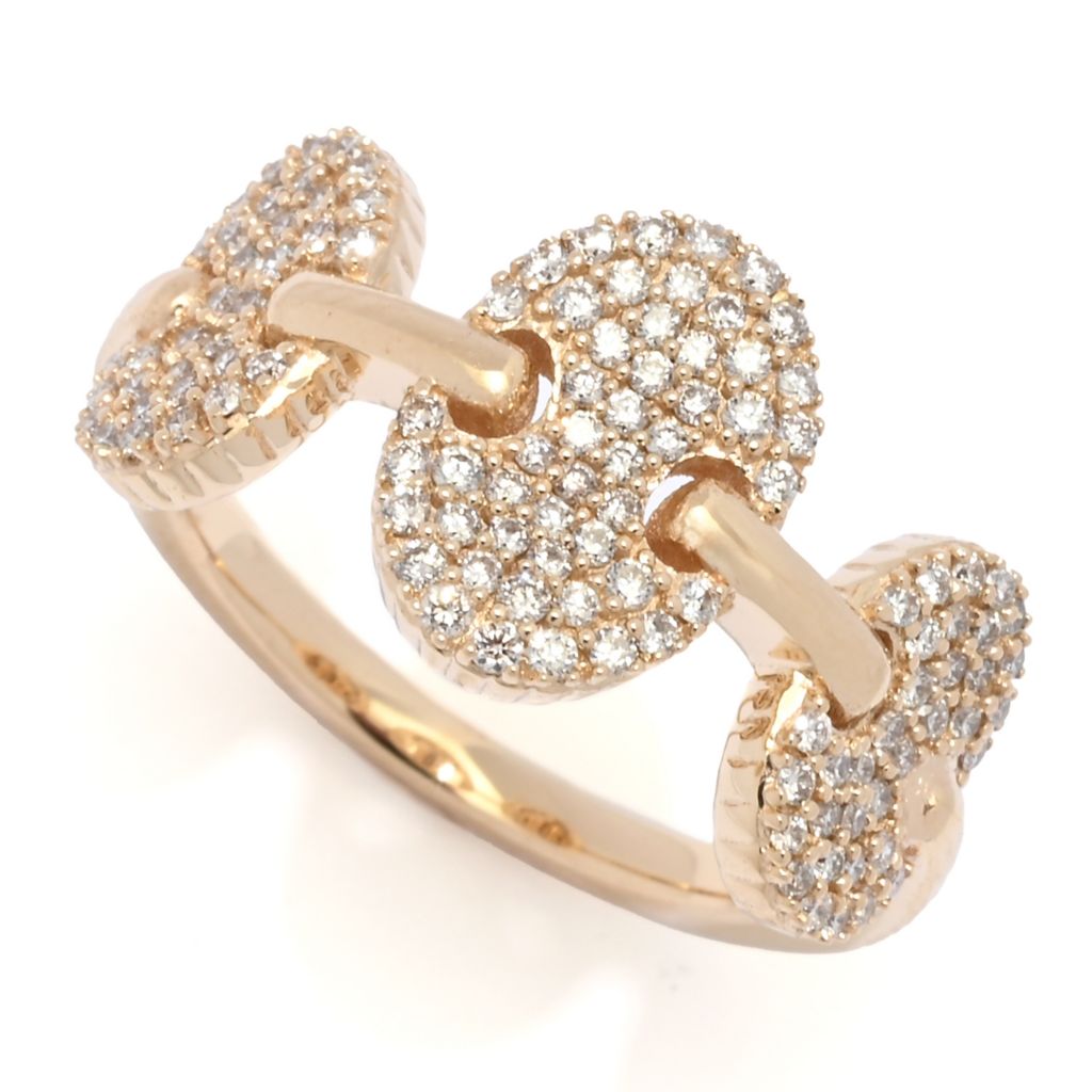 Morris & David 14K Gold 0.50ctw Pave Diamond 3-Station Link Ring