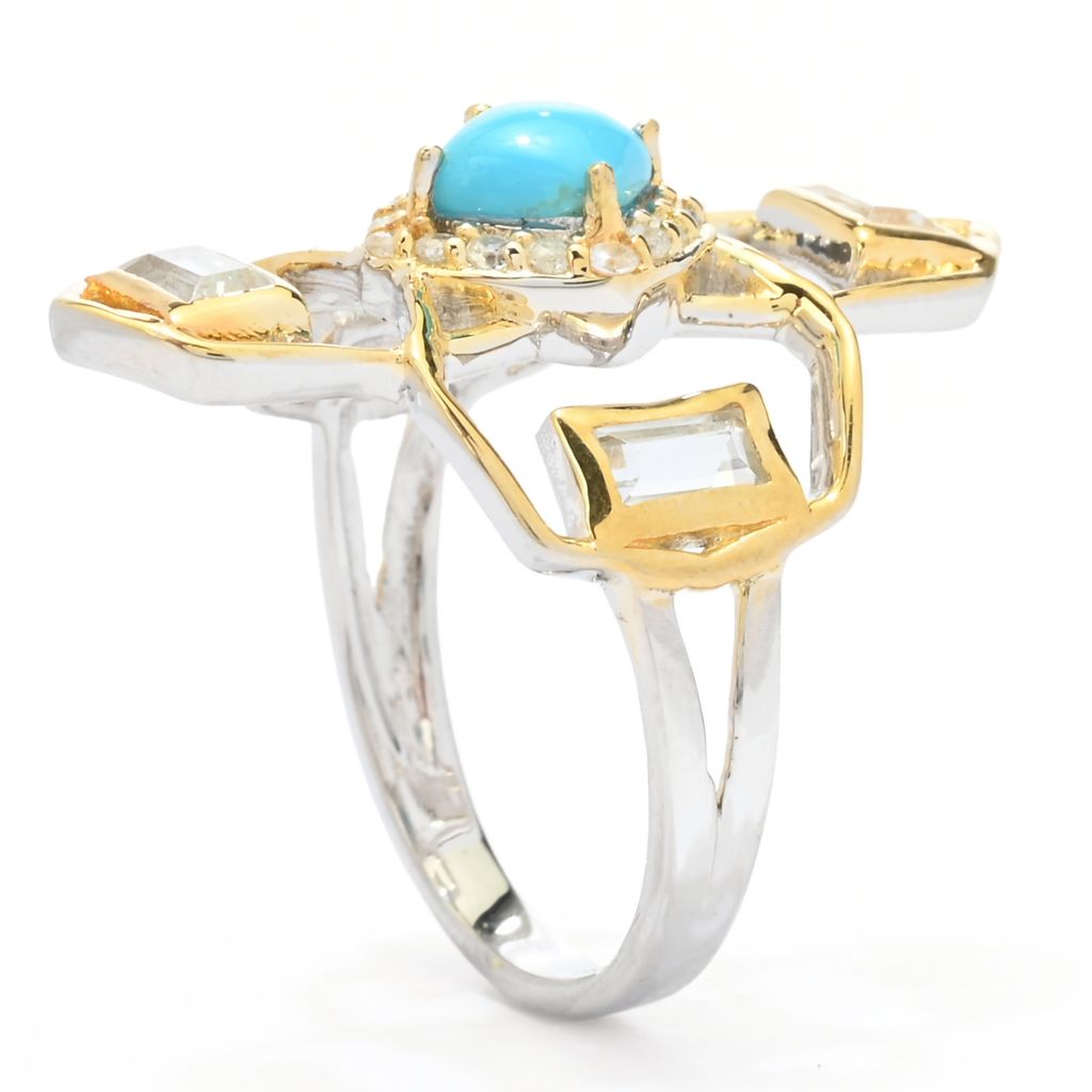 Claire Vessot Designs 5mm Sleeping Beauty Turquoise & Gem Geometric Ring