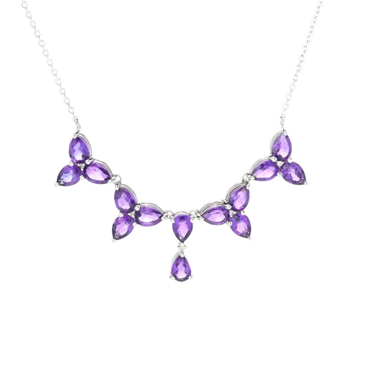 Claire Vessot Designs 9.69ctw African Amethyst Trillium Flower Necklace