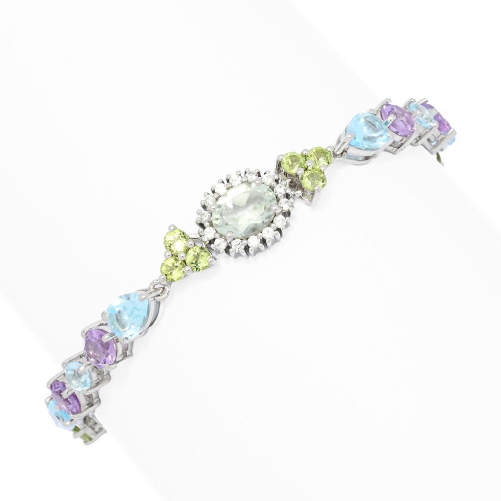 Claire Vessot Designs 15.05ctw Multi Gemstone Floral Inspired Line Bracelet