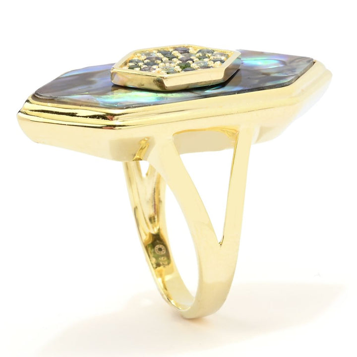Claire Vessot Designs Fancy Cut Abalone & Multi-Gem Hexagon Shape Ring