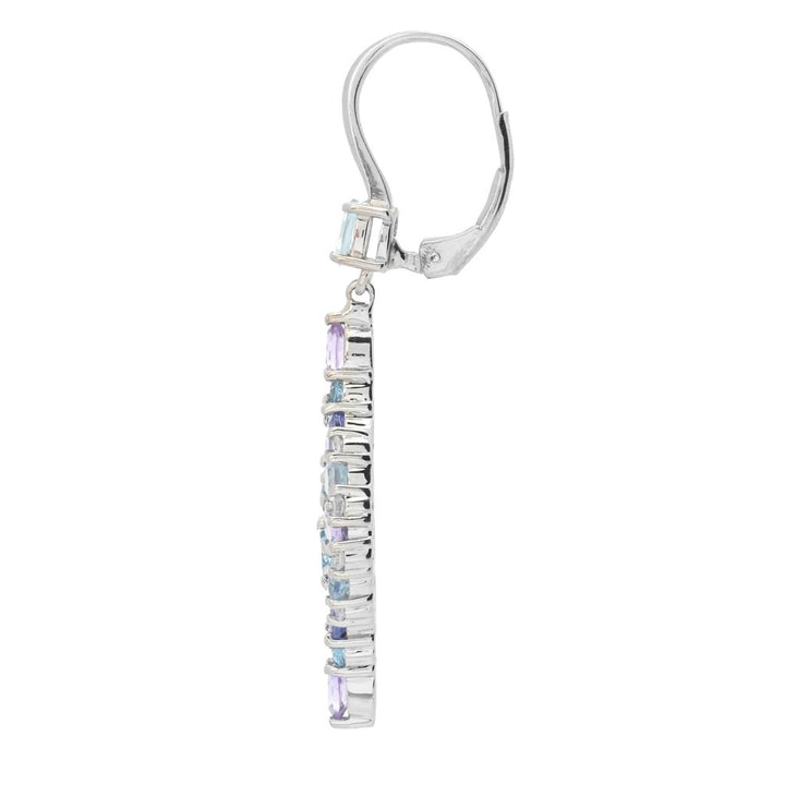 Claire Vessot Designs 5.06ctw Topaz, Amethyst, Tanzanite & Zircon Drop Earrings