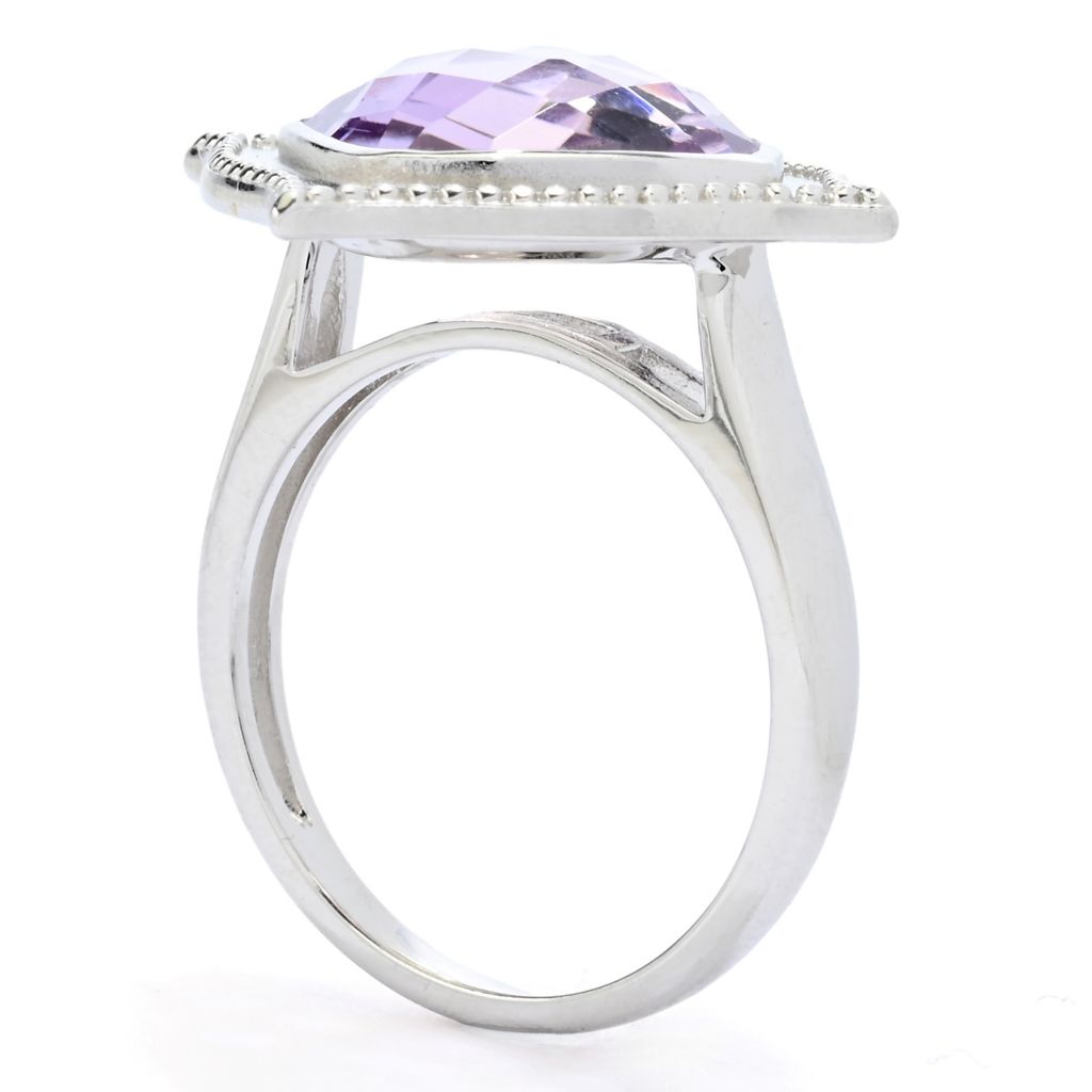 Claire Vessot Designs Choice of Gemstone 12mm Checkerboard Cut Satin Finish Ring