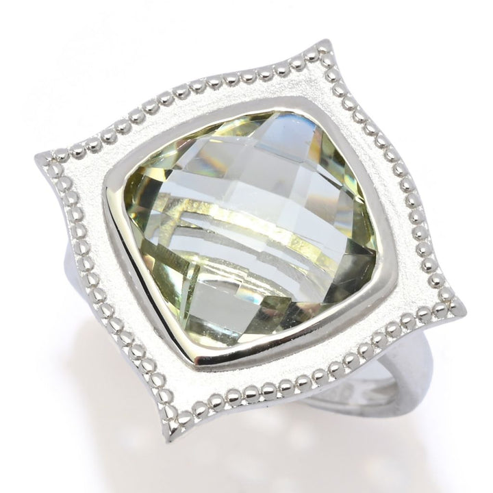 Claire Vessot Designs Choice of Gemstone 12mm Checkerboard Cut Satin Finish Ring