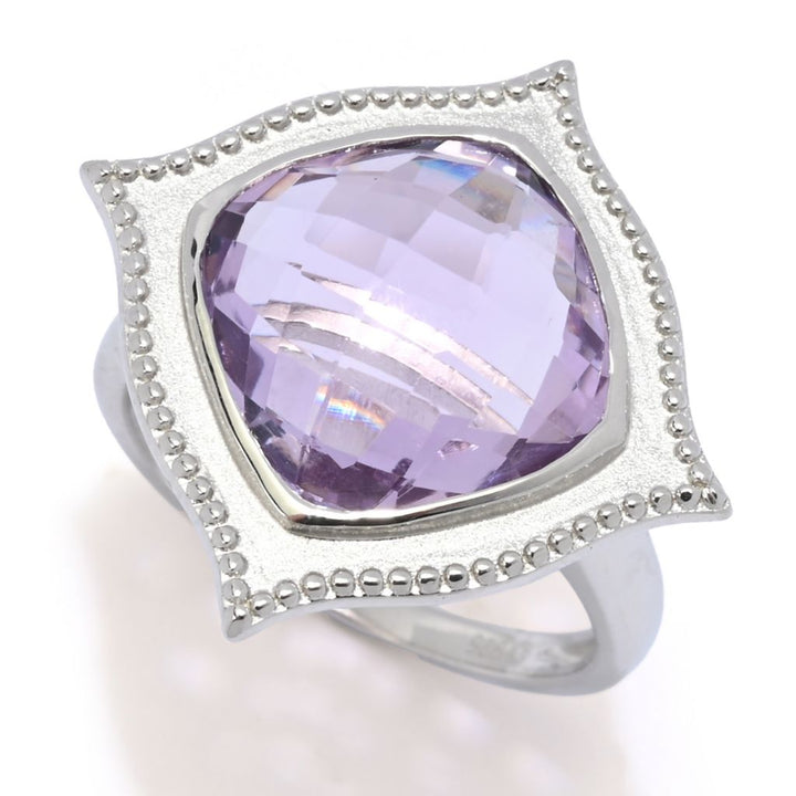 Claire Vessot Designs Choice of Gemstone 12mm Checkerboard Cut Satin Finish Ring