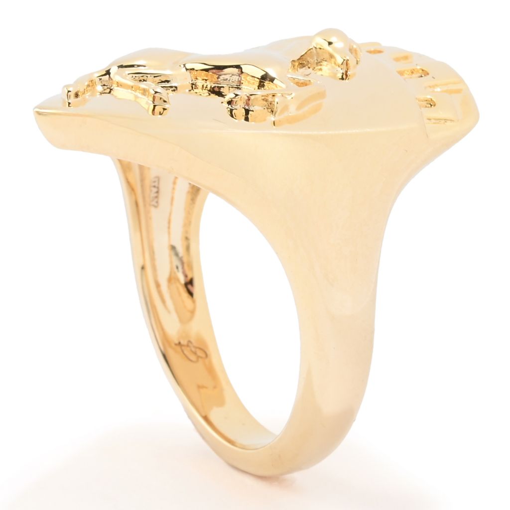 Toscana Italiana 18K Gold Plated Polished Arezzo Crest Shield Ring