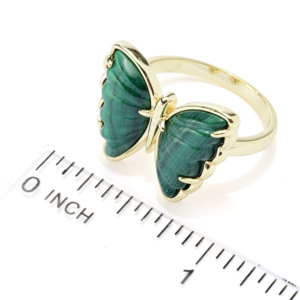 Aurelia 18K Gold Plated 15x8.5mm Choice of Carved Gemstone Butterfly Ring