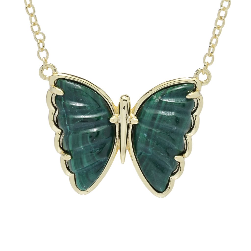 Aurelia 15x8.5mm Choice of Carved Gemstone Butterfly Necklace