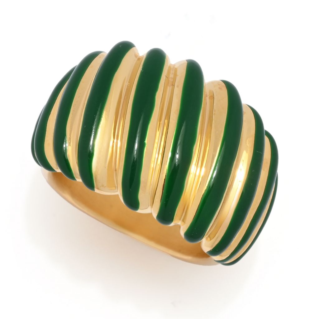 VOGA Collection 18K Gold Electroform Polished & Enamel Tapered Ring