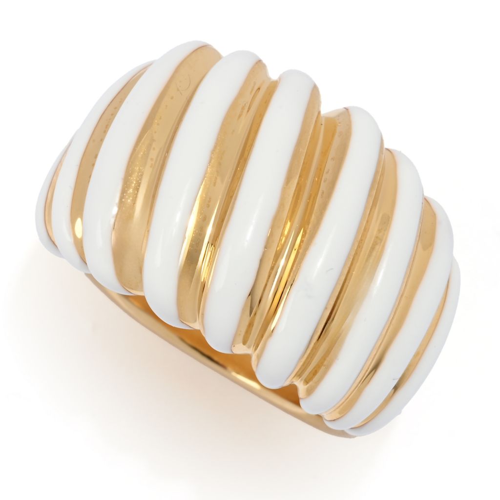 VOGA Collection 18K Gold Electroform Polished & Enamel Tapered Ring