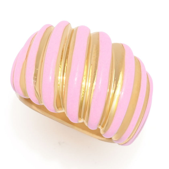 VOGA Collection 18K Gold Electroform Polished & Enamel Tapered Ring