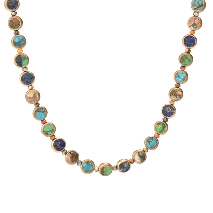 Southwest Elements Sterling Silver Choice of Gemstone Coin & Gem Bead Necklace