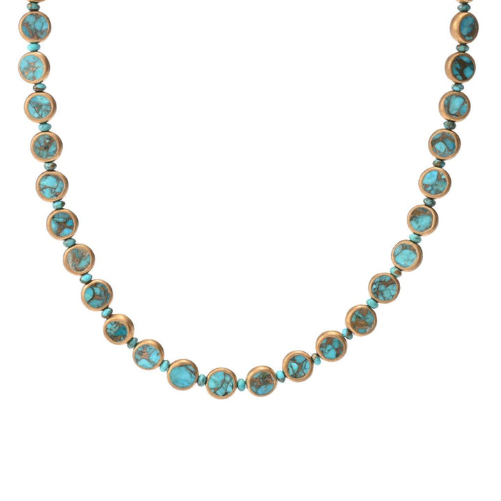 Southwest Elements Sterling Silver Choice of Gemstone Coin & Gem Bead Necklace