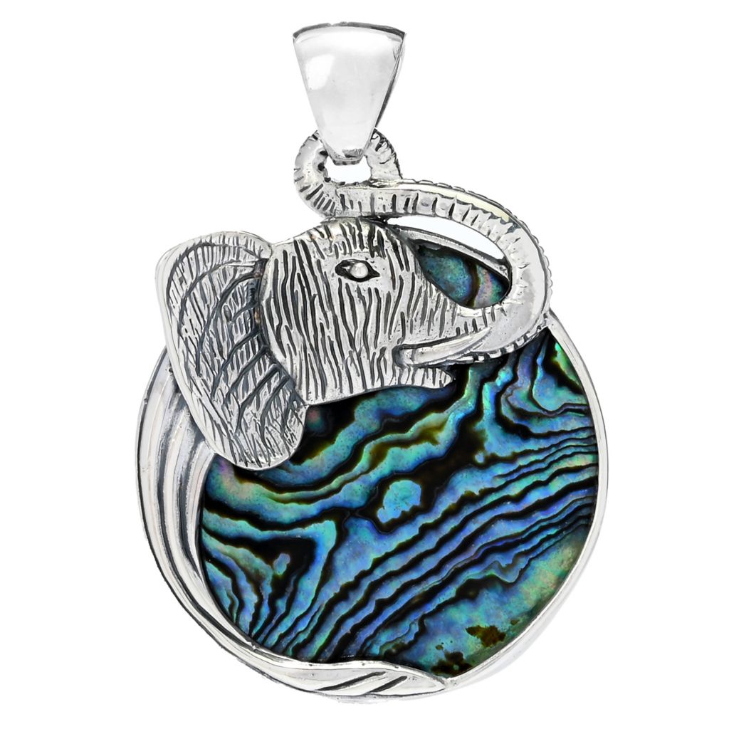 Artisan Silver by Samuel B. Choice of Gem Elephant Medallion Pendant