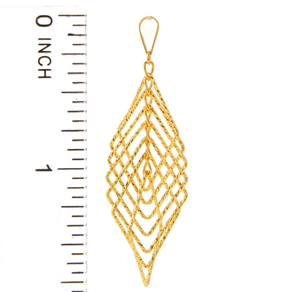 Lambert Cheng 24K Gold Polished & Multi Diamond Cut Pendant, 2.0 grams