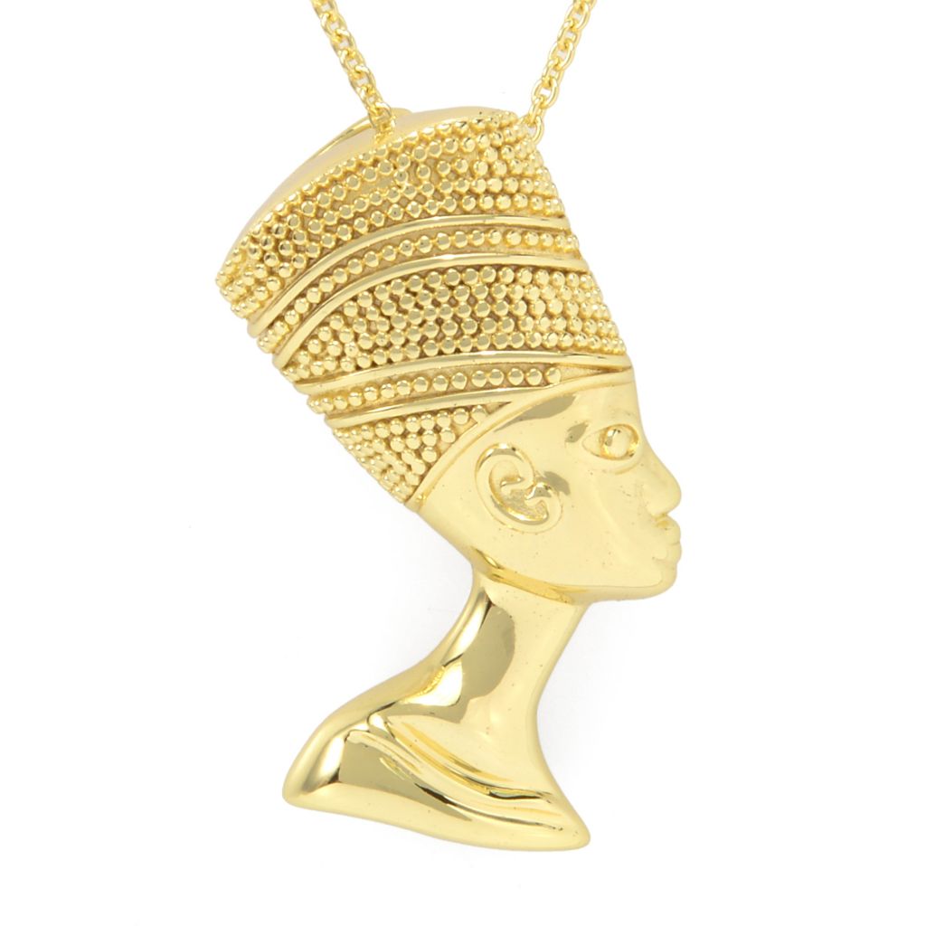 Passport to Egypt 18K Gold Plated Queen Nefertiti Pendant w/ 18"+2" Chain