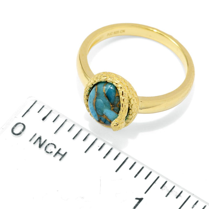 Passport to Egypt 18K Gold Plated Choice of 9x7mm Oval Gem Snake Wrap Ring