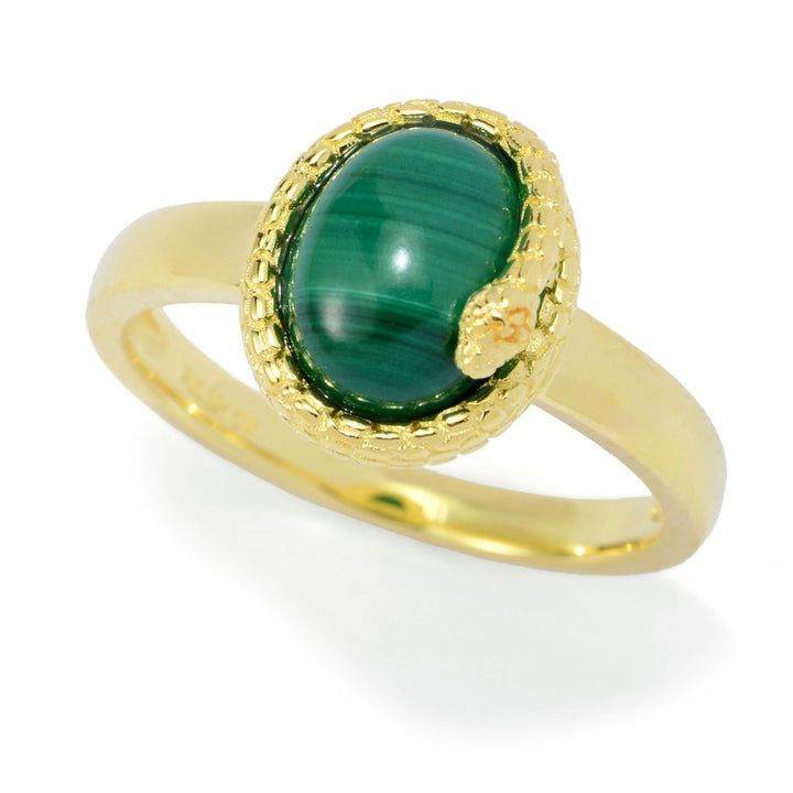 Passport to Egypt 18K Gold Plated Choice of 9x7mm Oval Gem Snake Wrap Ring
