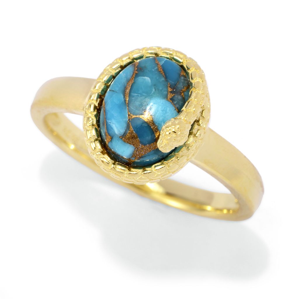 Passport to Egypt 18K Gold Plated Choice of 9x7mm Oval Gem Snake Wrap Ring
