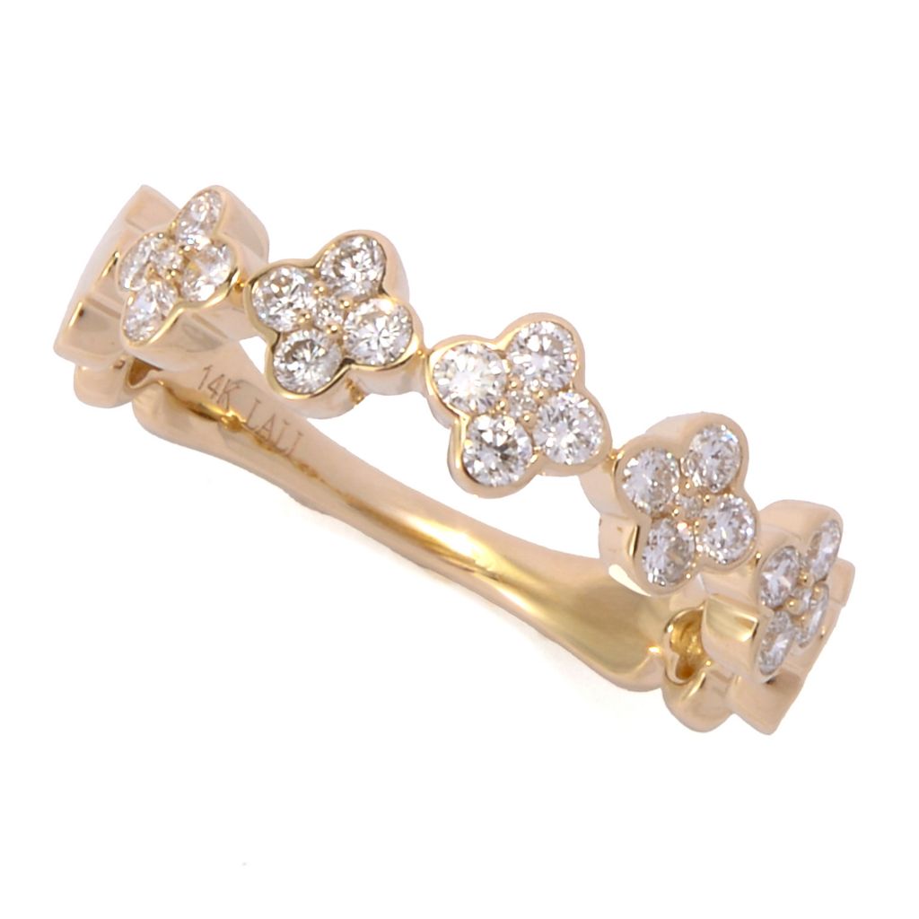 LALI Jewels 14K Gold 0.45ctw Diamond Clover Station Ring, 1.9 grams